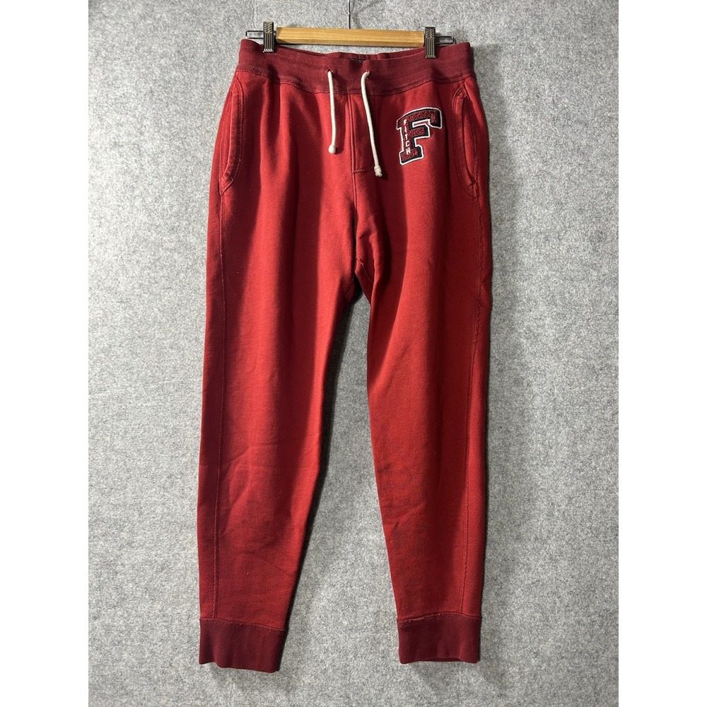Abercrombie & Fitch Men's Small Red Fleece Jogger Sweatpants Varsity Logo Y2K